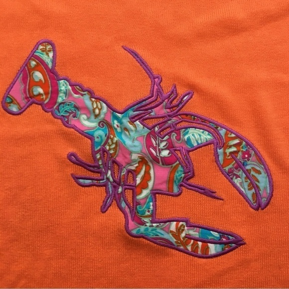 Twiggy London Orange Lobster Graphic Short Sleeve Crew Neck Knit Sweater Top - Picture 15 of 15